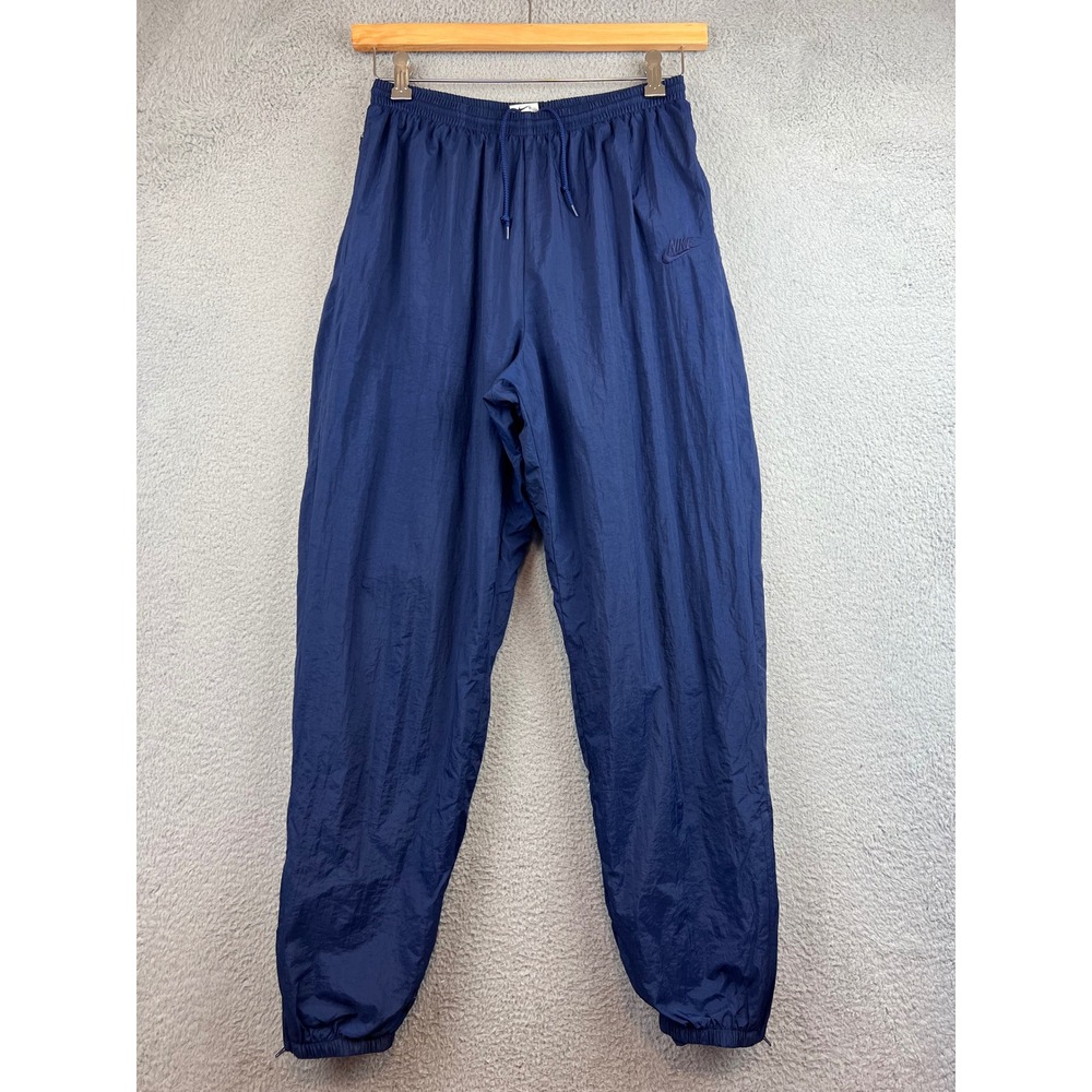 Vintage Nike Kids Navy Blue Nylon Windbreaker Track Pants Size 14 Joggers Zipper